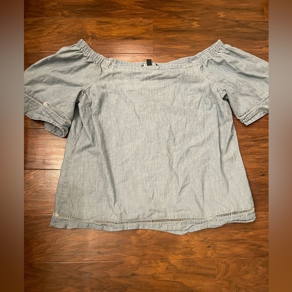 Lauren Ralph Lauren Denim Off the Shoulder Blouse Size L - Picture 1 of 4